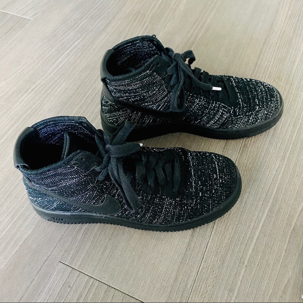 Nike Air Force 1 Flyknit women's street style sneakers shoes Black Gray size 7